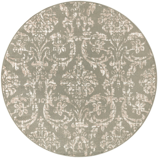 Nourison Jubilant 5'3" x Round Olive Vintage Indoor Rug
