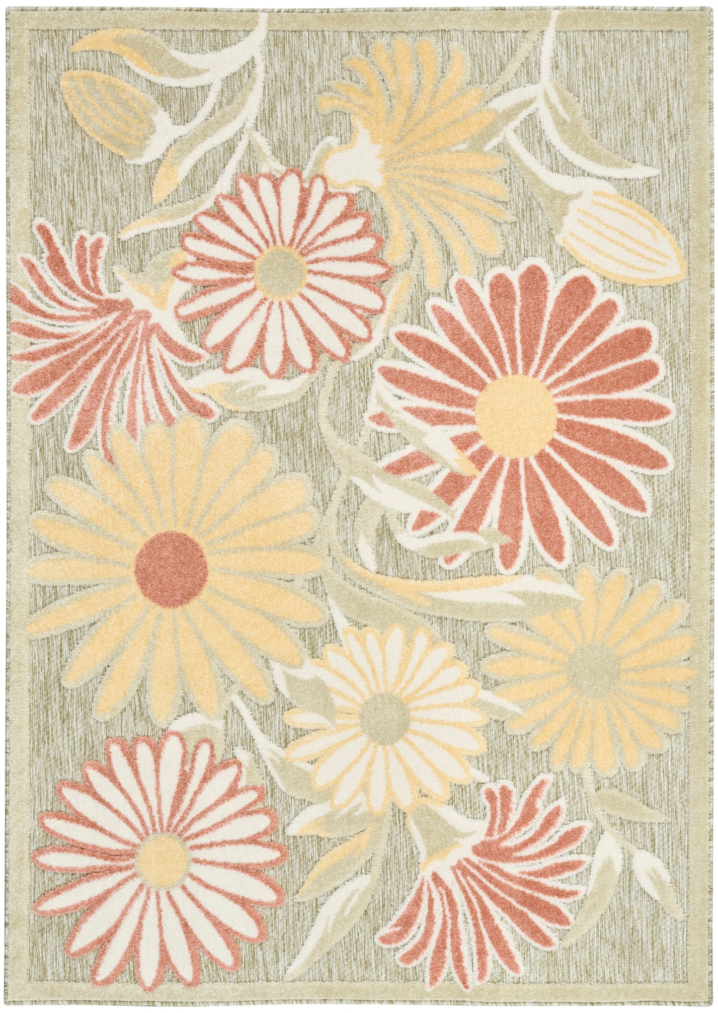 Nourison Aloha 5'3" x 7'5" Sage Rose Outdoor Rug