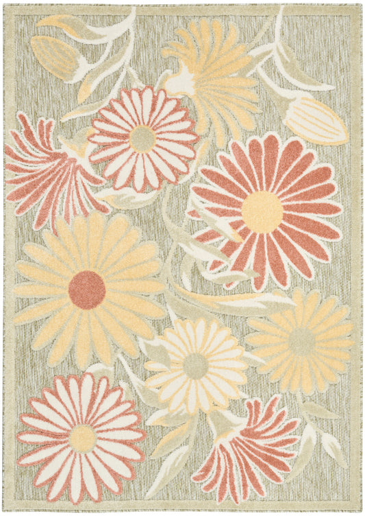 Nourison Aloha 5'3" x 7'5" Sage Rose Outdoor Rug