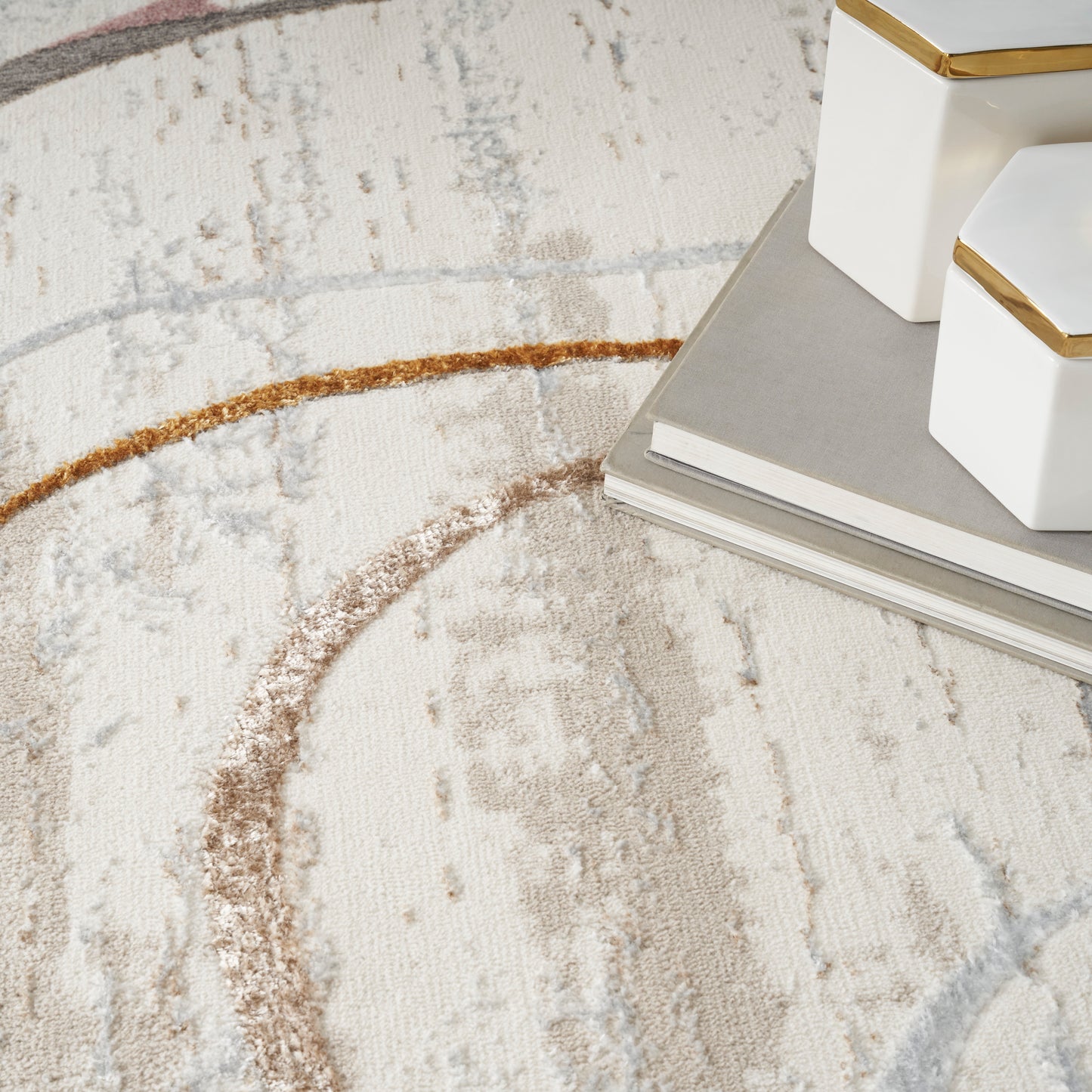 Nourison Glitz 3'11" x 5'11" Ivory/Multi Modern Indoor Rug
