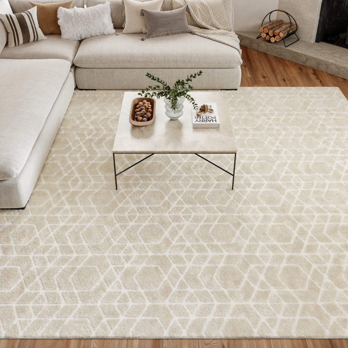 Nourison Washable Charm 9' x 12' Ivory Modern Indoor Rug
