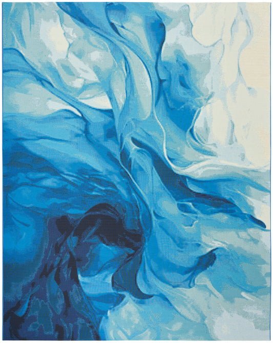 Nourison Color Splash 4' x 6' Blue Ivory Modern Rug