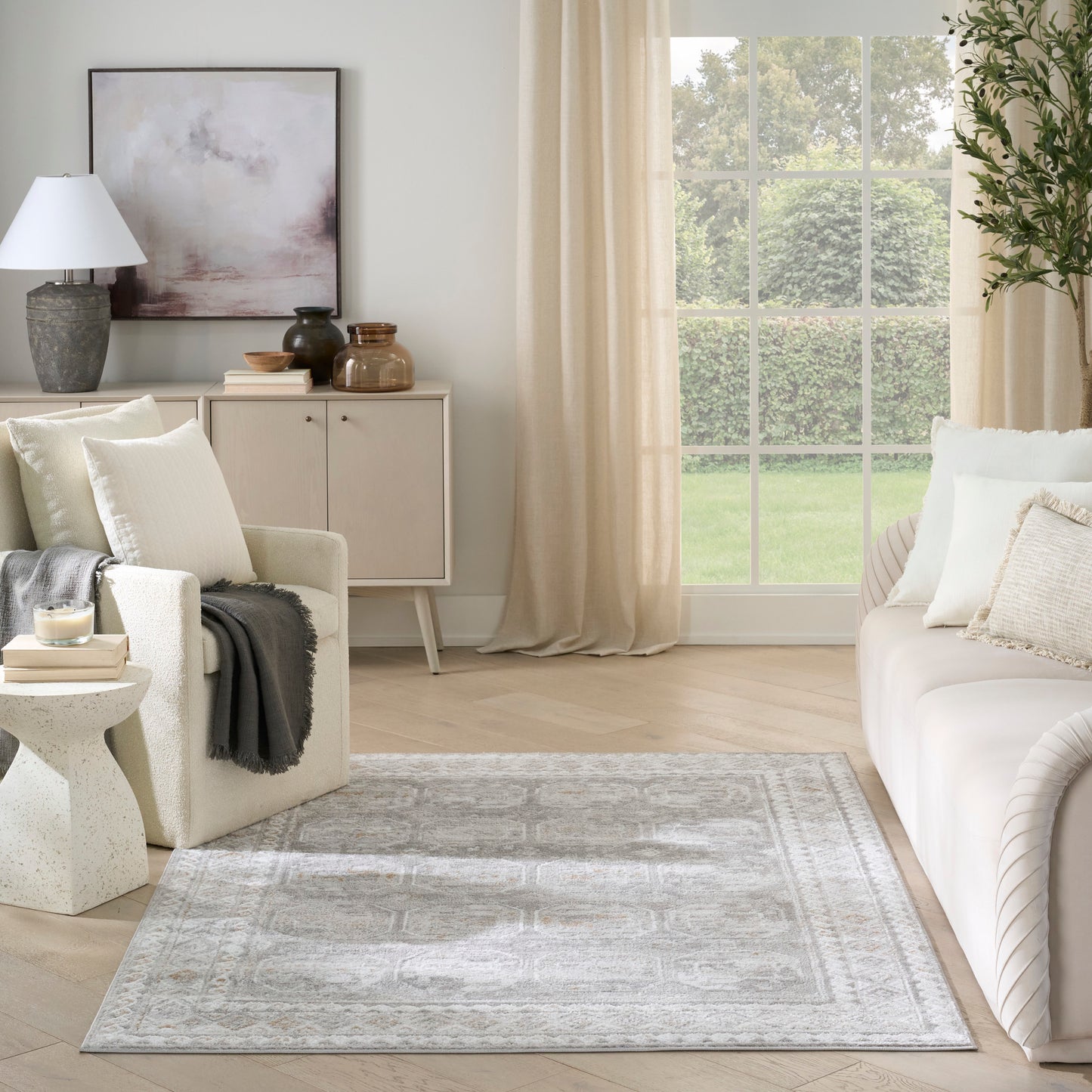 Nourison Dekor 4' x 6' Grey Vintage Indoor Rug