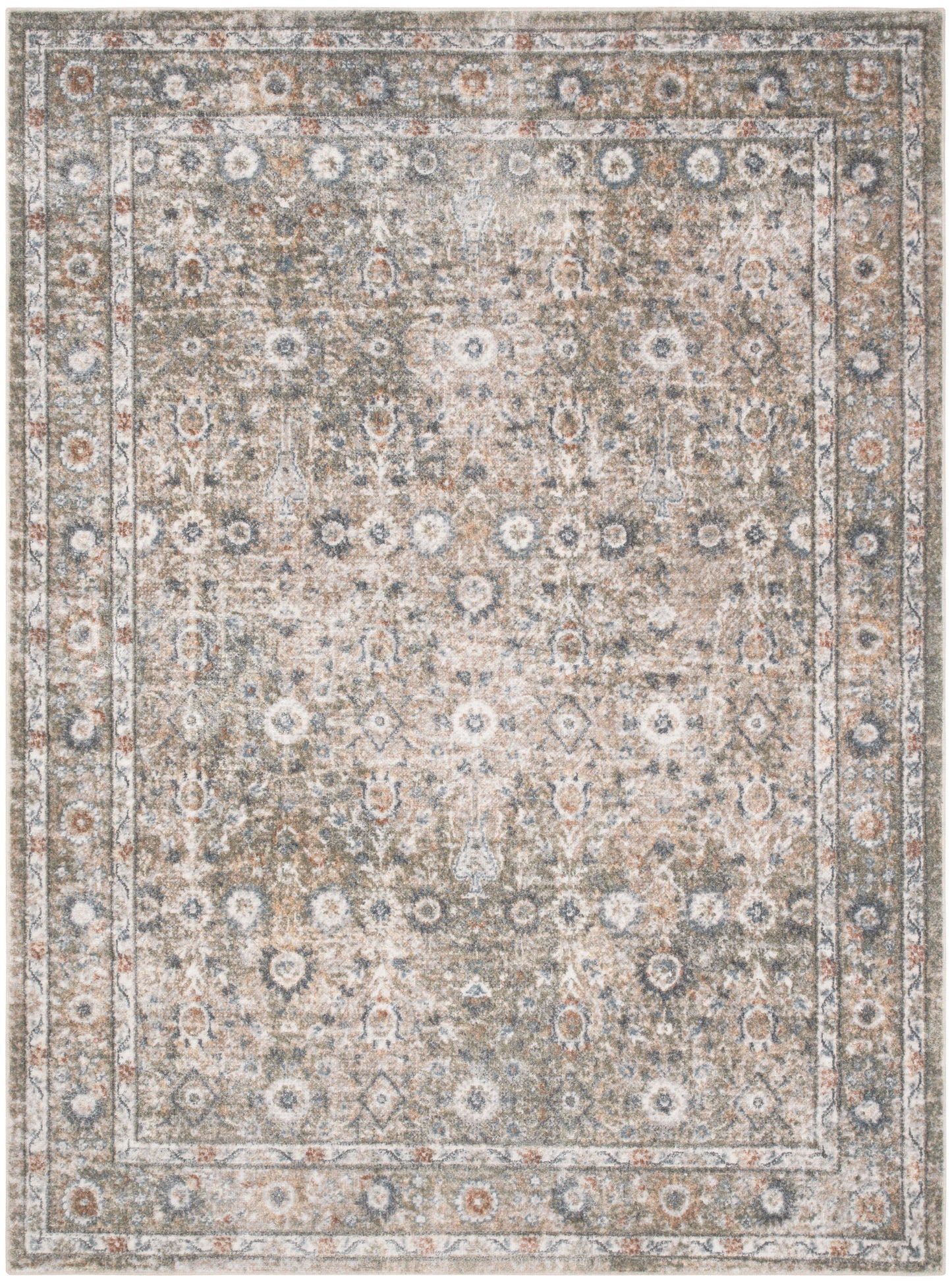 Nourison Astra Machine Washable 5'3" x 7' Gold Grey Vintage Indoor Rug