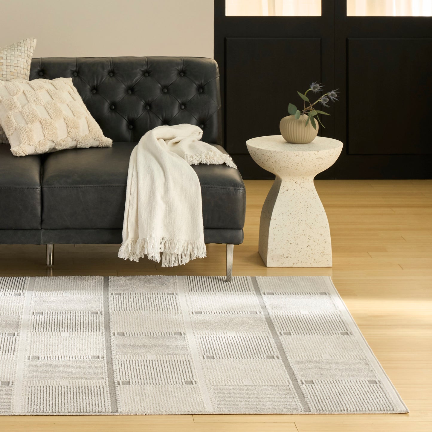 Nourison Nordic 5' x 7' Ivory Grey Modern Indoor Rug