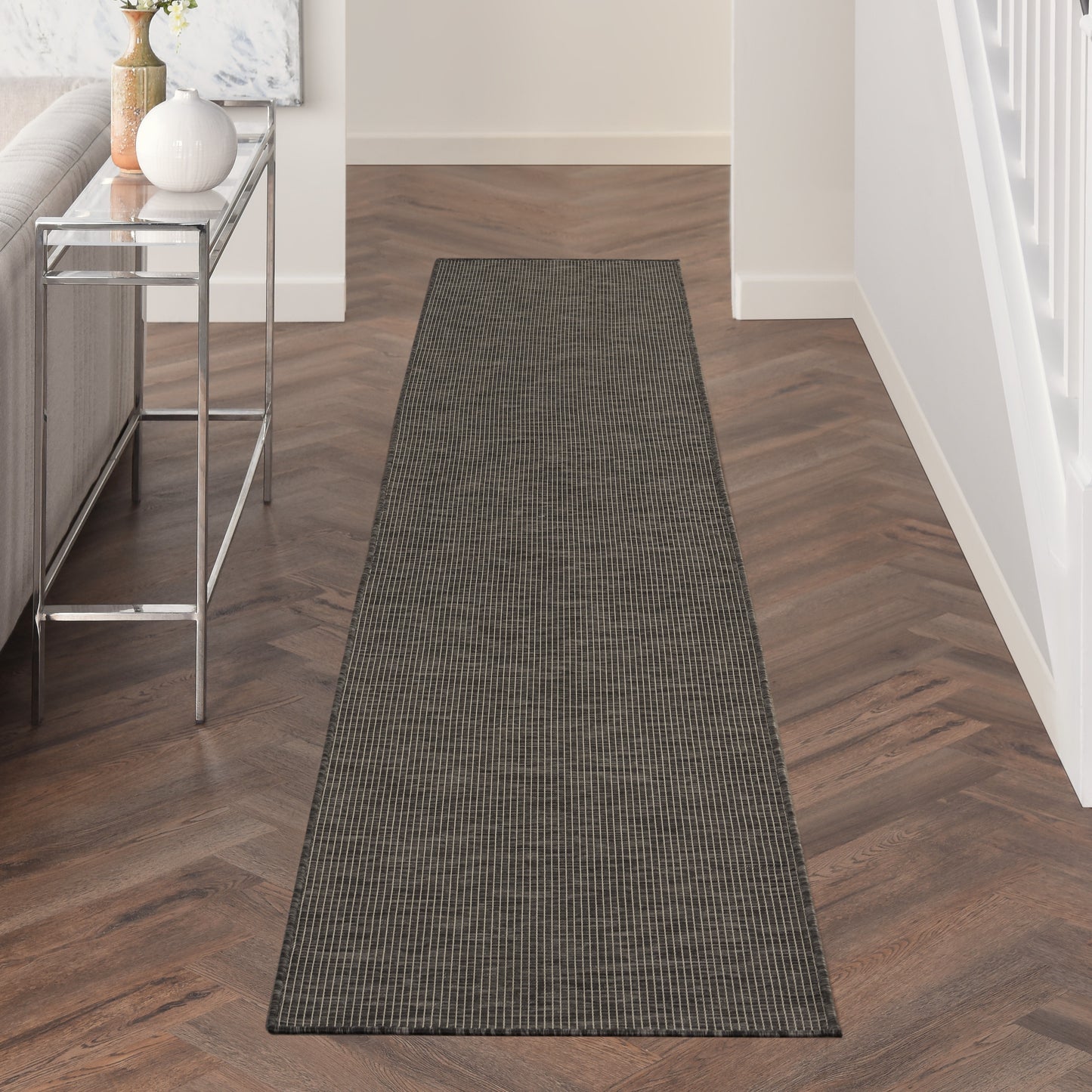 Nourison Positano 2'2" x 12' Charcoal Modern Rug