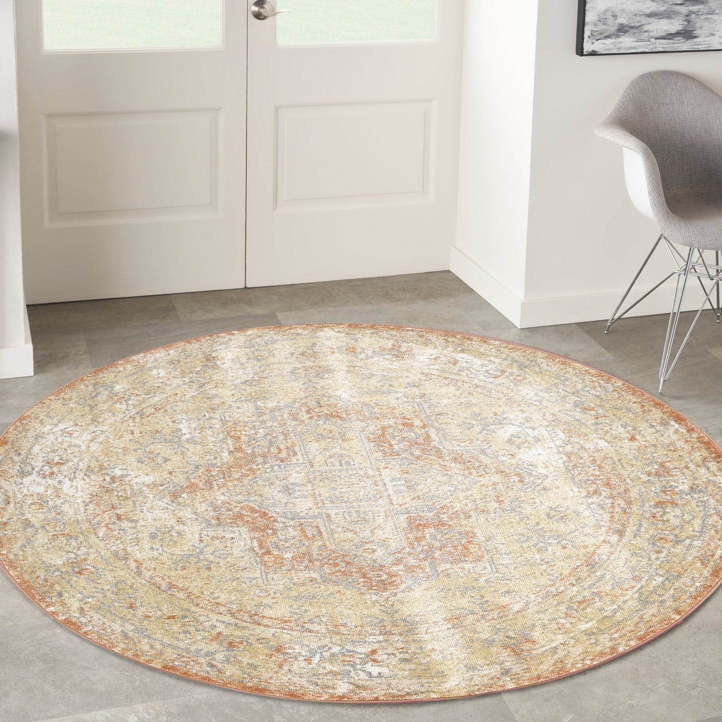 Nourison Nourison Essentials Persian 6' x Round Beige Rust Vintage Rug