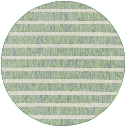 Nourison Positano 6' x Round Blue Green Ivory Modern Rug
