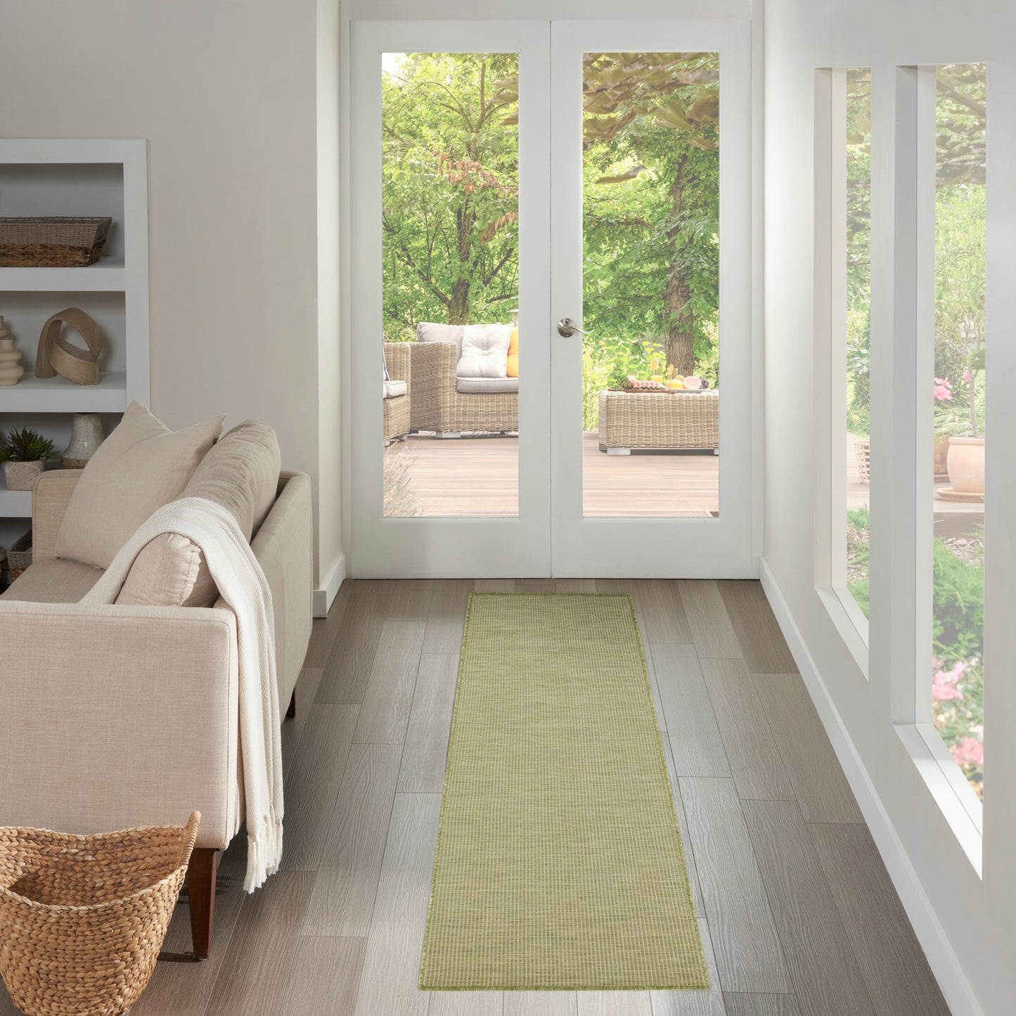 Nourison Positano 2'2" x 10' Green Modern Rug