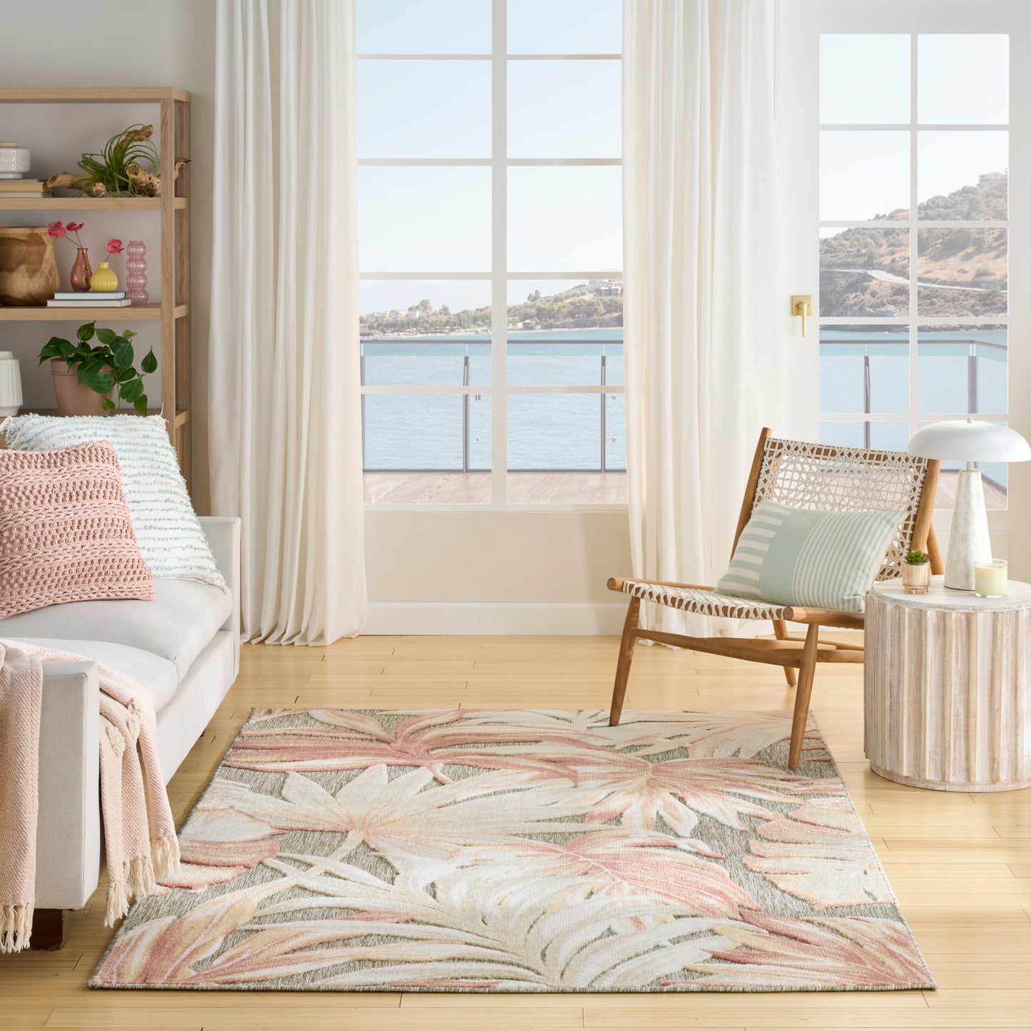 Nourison Aloha 3'6" x 5'6" Sage Rose Modern Rug