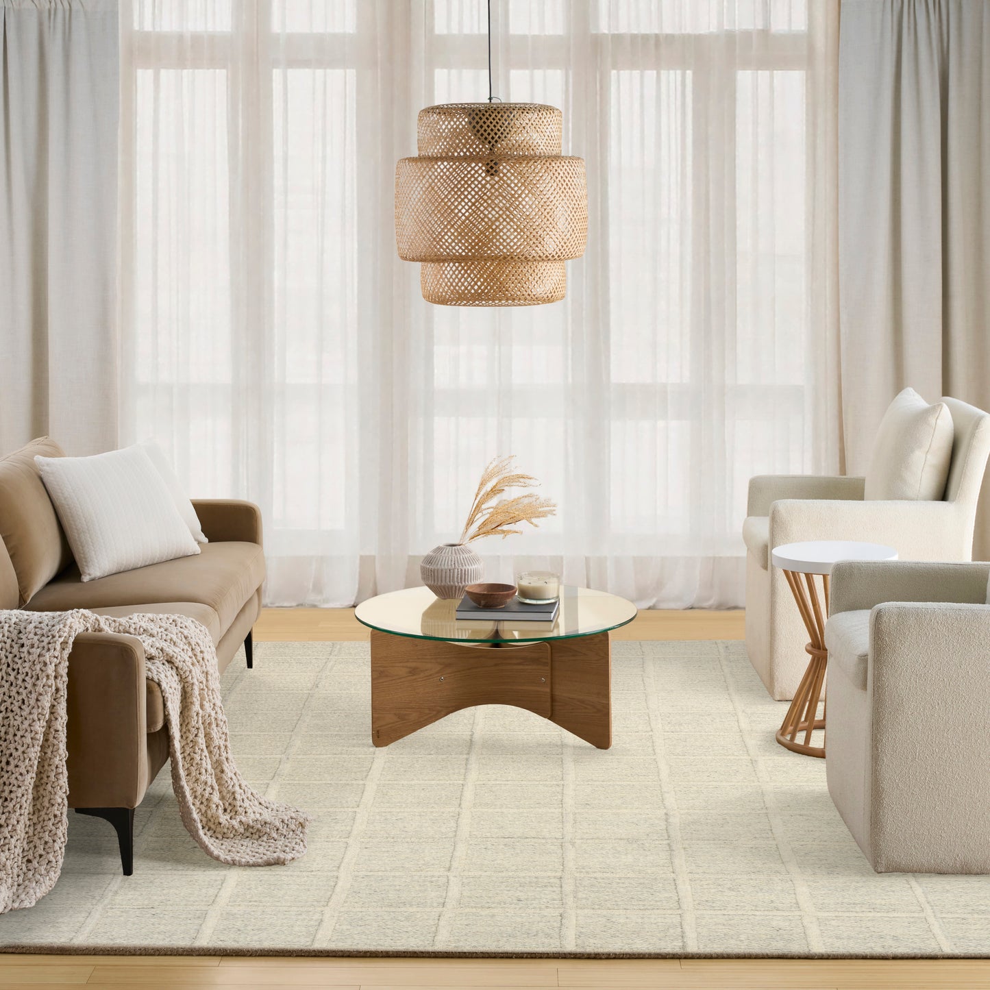 DKNY Pure Framework 8' x 10' Ivory Modern Indoor Rug