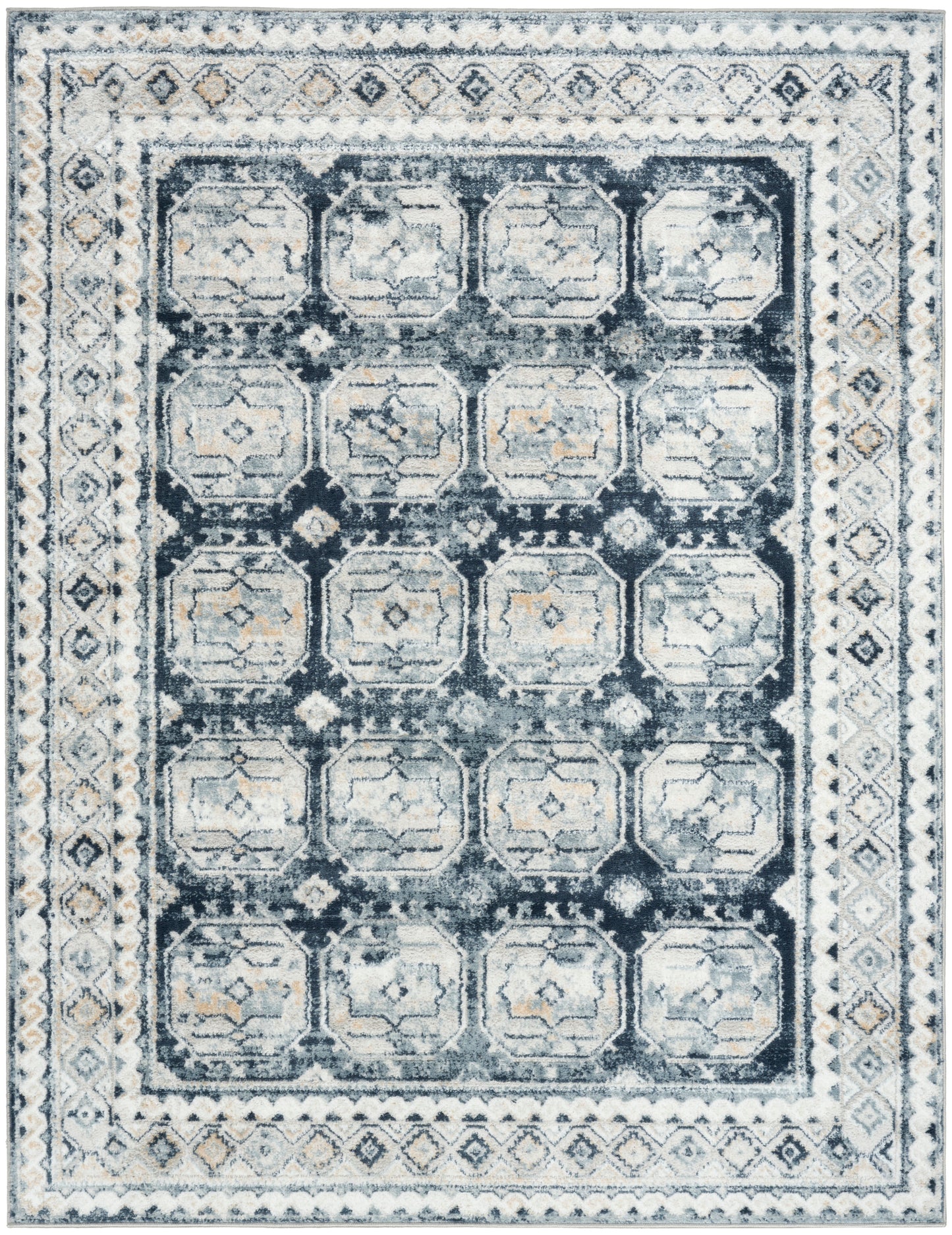 Nourison Dekor 5'3" x 7' Grey Navy Vintage Indoor Rug