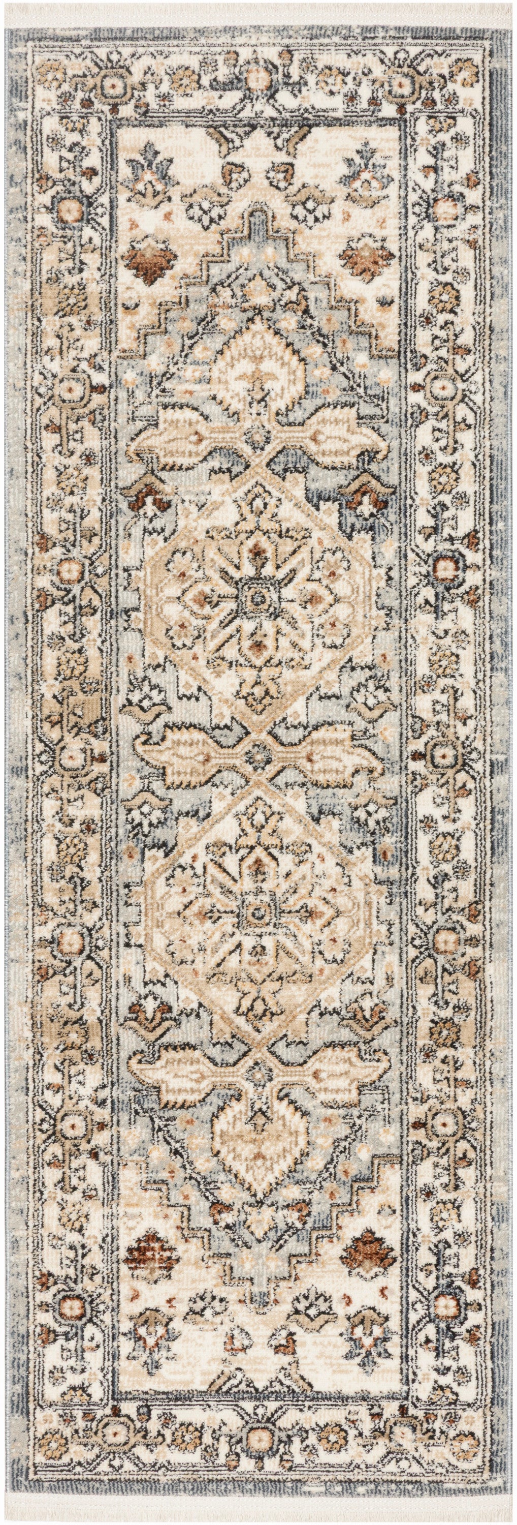 Nourison Pardis 2' x 6' Blue Taupe Vintage Indoor Rug