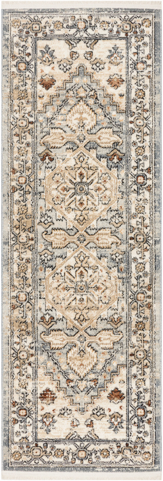 Nourison Pardis 2' x 6' Blue Taupe Vintage Indoor Rug