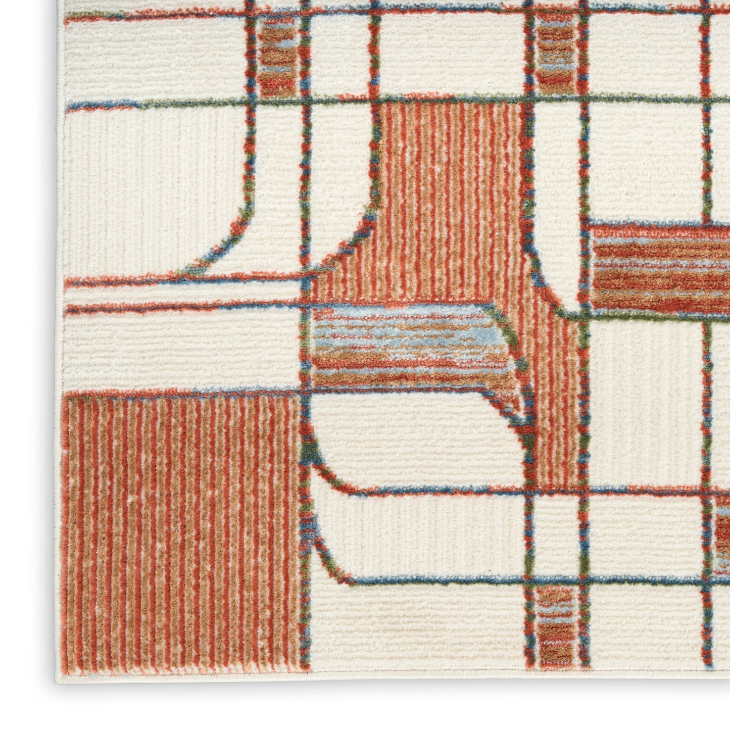 Nourison Nordic 2' x 6' Ivory Rust Mid-Century Modern Indoor Rug