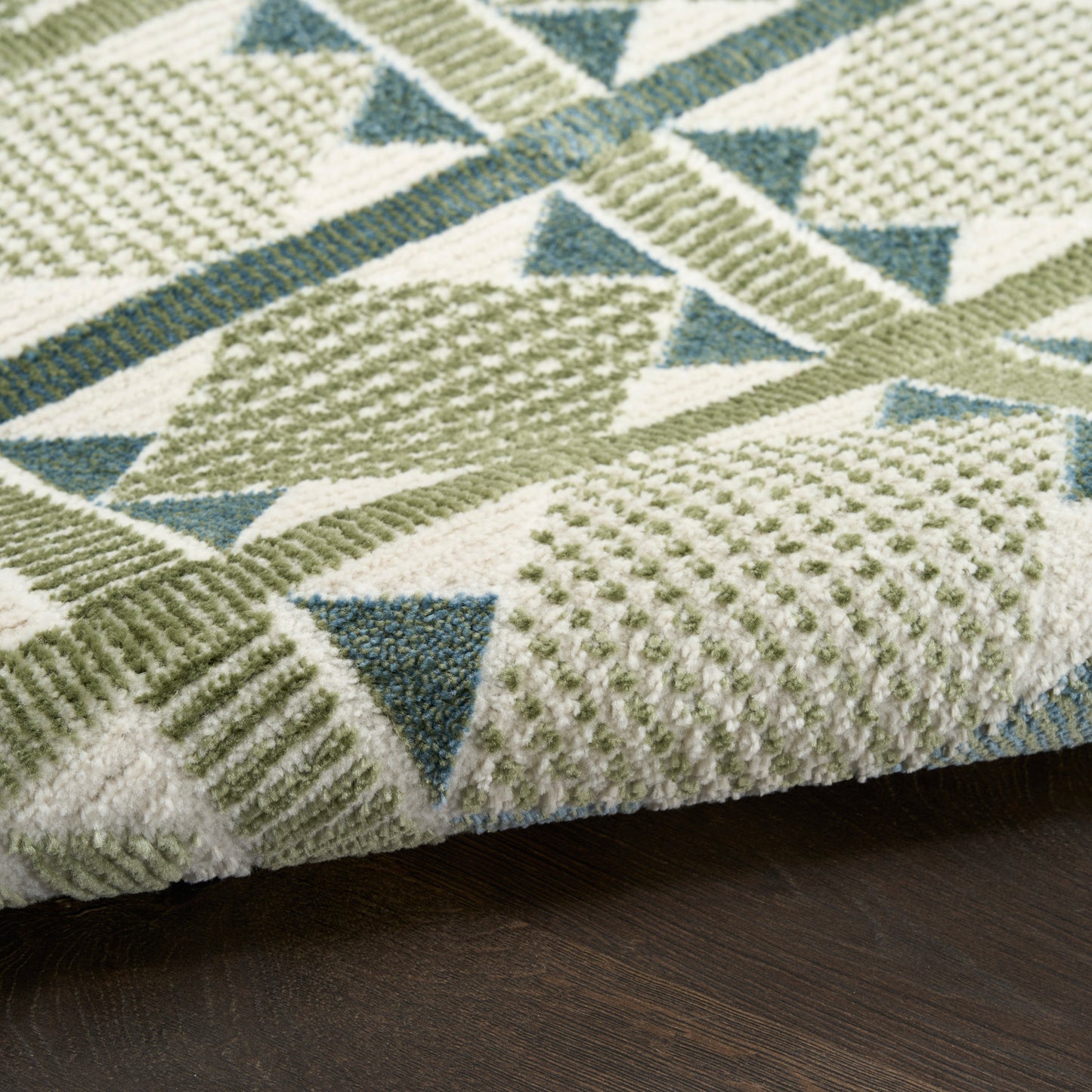 Nourison Nordic 2' x 6' Green Blue Modern Indoor Rug