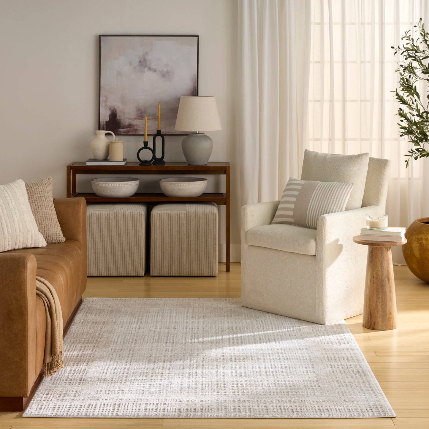 Nourison Dekor 4' x 6' Beige Modern Indoor Rug