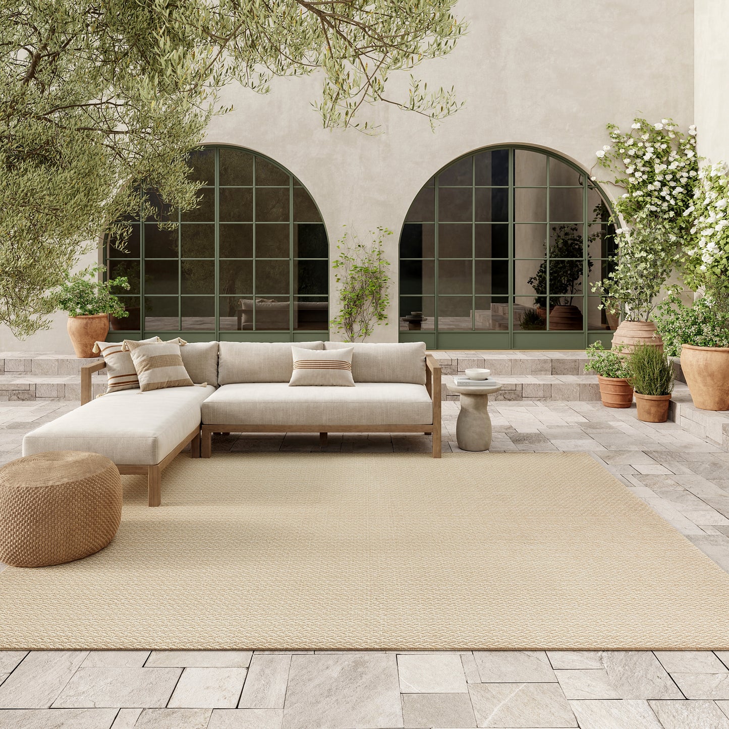Nourison Tulum 6' x 9' Cream Outdoor Rug