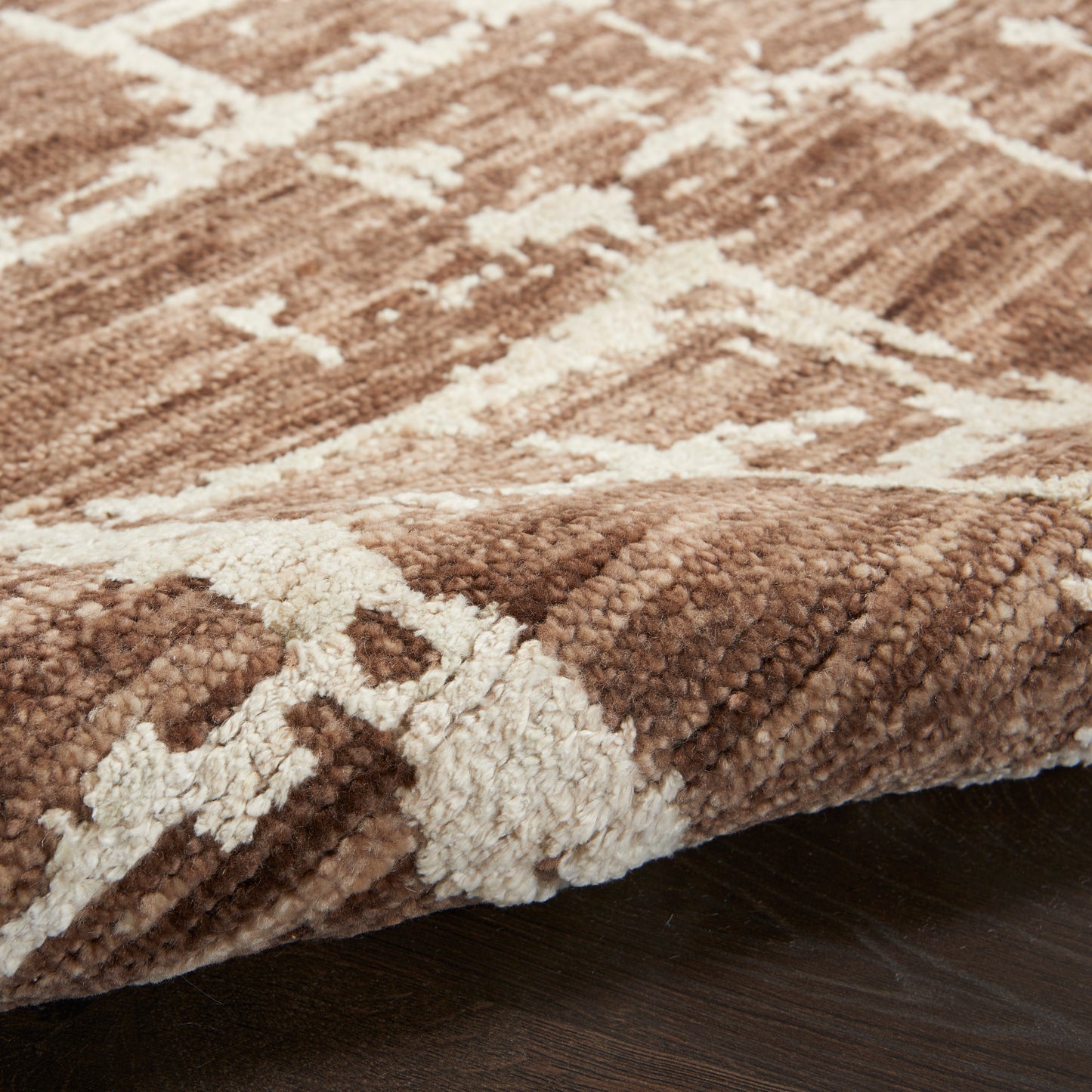 Nourison Luna 9'9" x 13'9" Mocha Ivory Modern Indoor Rug