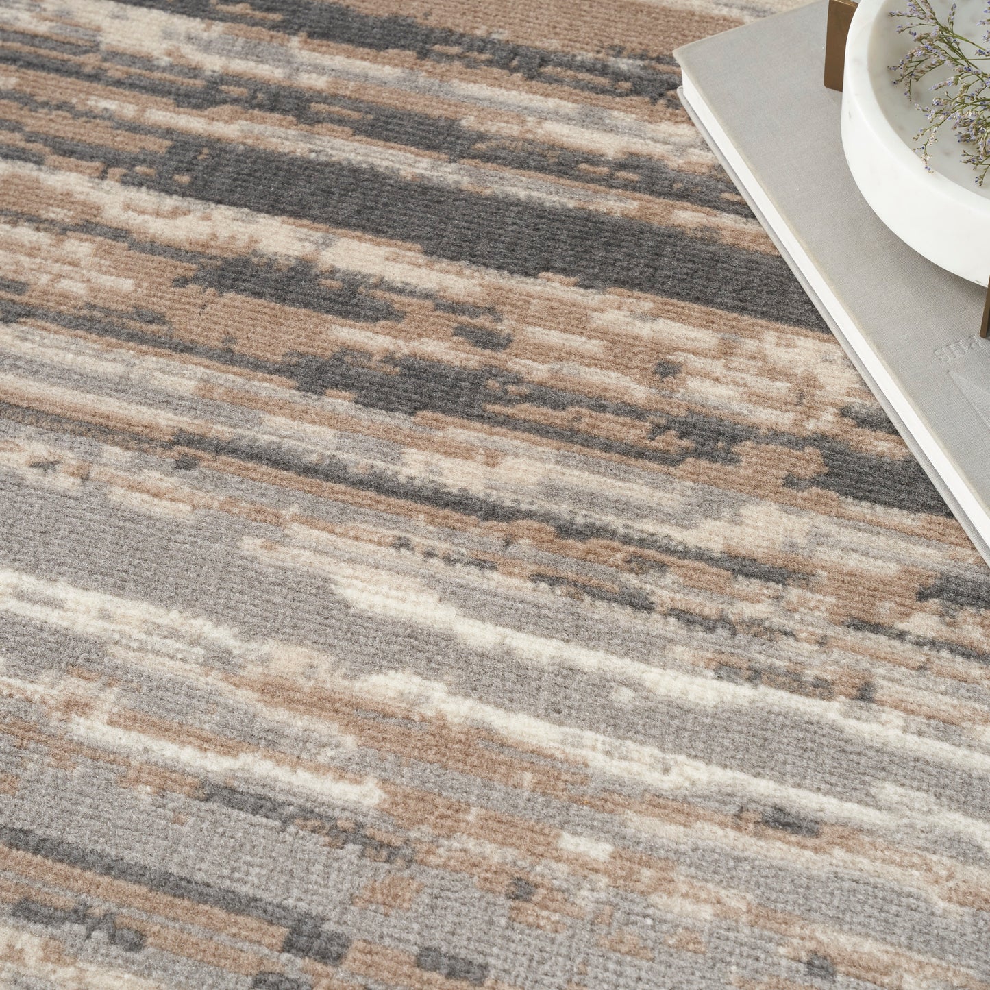 Nourison Jubilant 7'10" x 9'10" Grey Beige Modern Indoor Rug