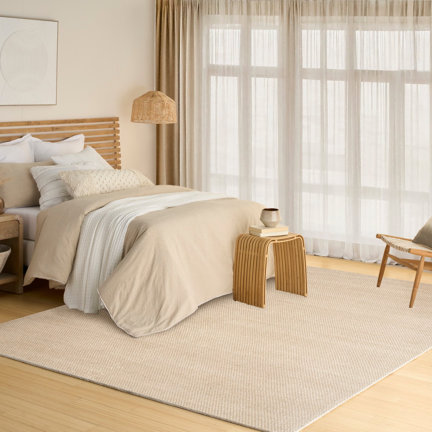 DKNY Pure Rows 5'3" x 7'3" Ivory Taupe Farmhouse Indoor Rug