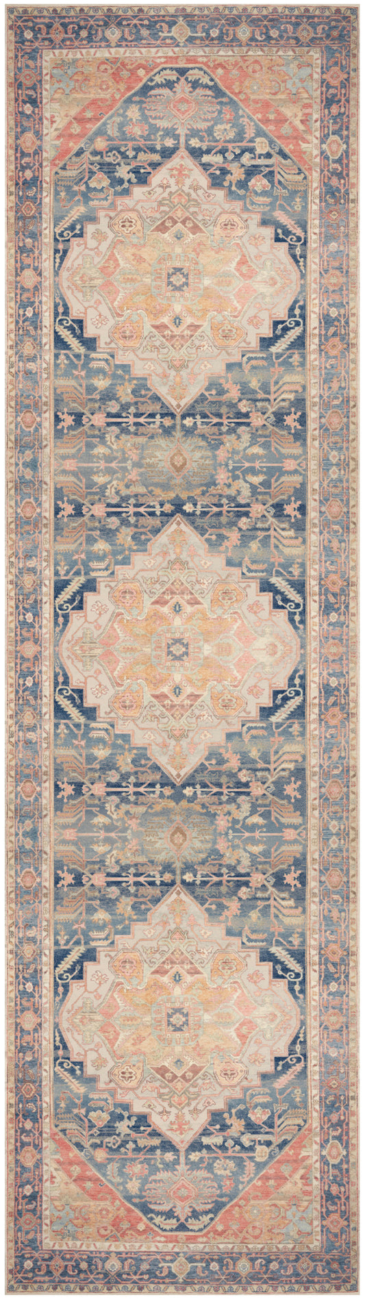 Nourison Vintage Washables 2'2" x 8' Blue Coral Vintage Indoor Rug