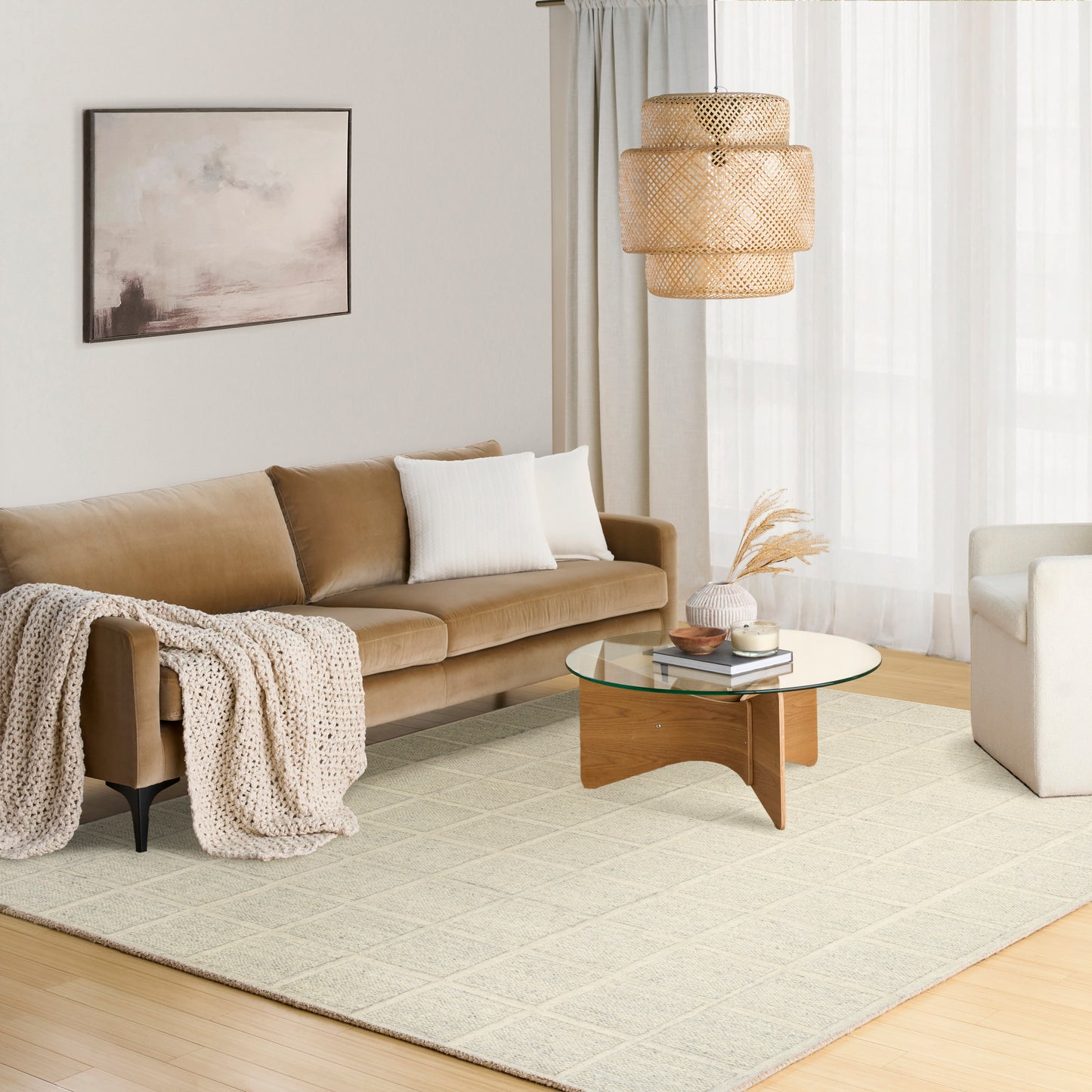 DKNY Pure Framework 9'6" x 13'6" Ivory Modern Indoor Rug