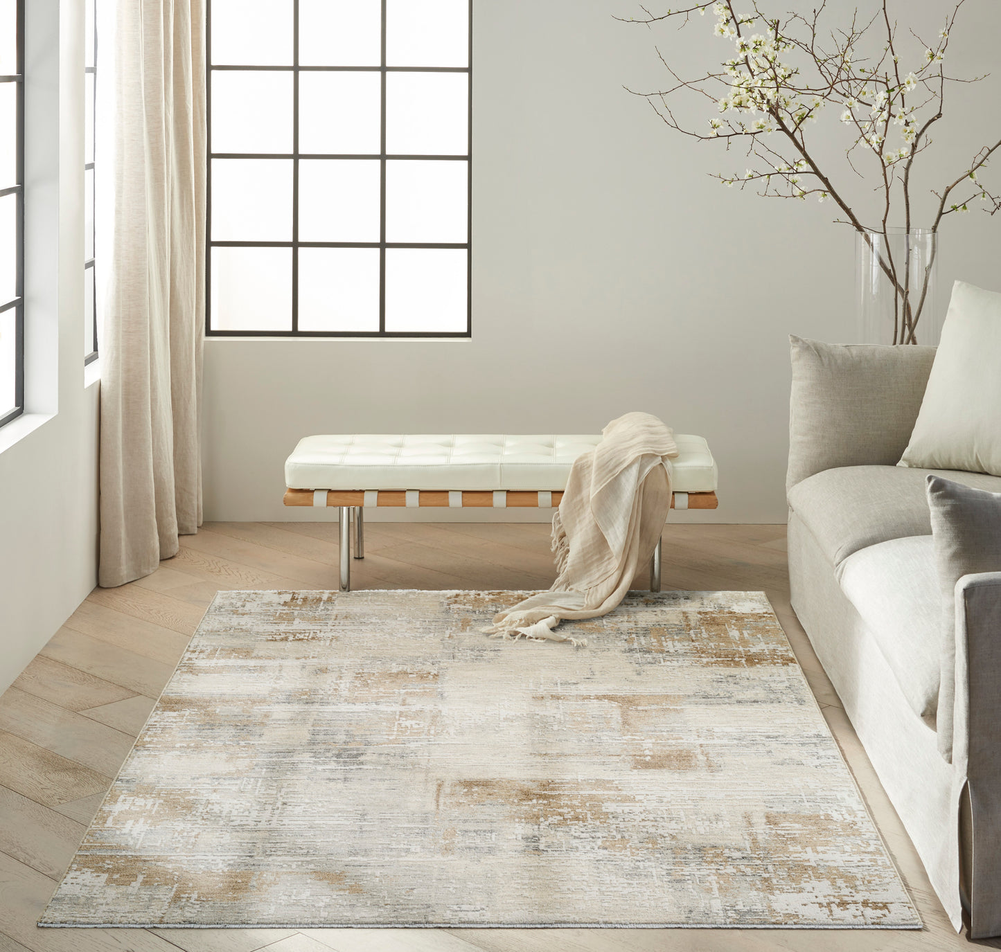 Calvin Klein CK078 Summit 5'3" x 7'9" Ivory Multicolor Modern Indoor Rug