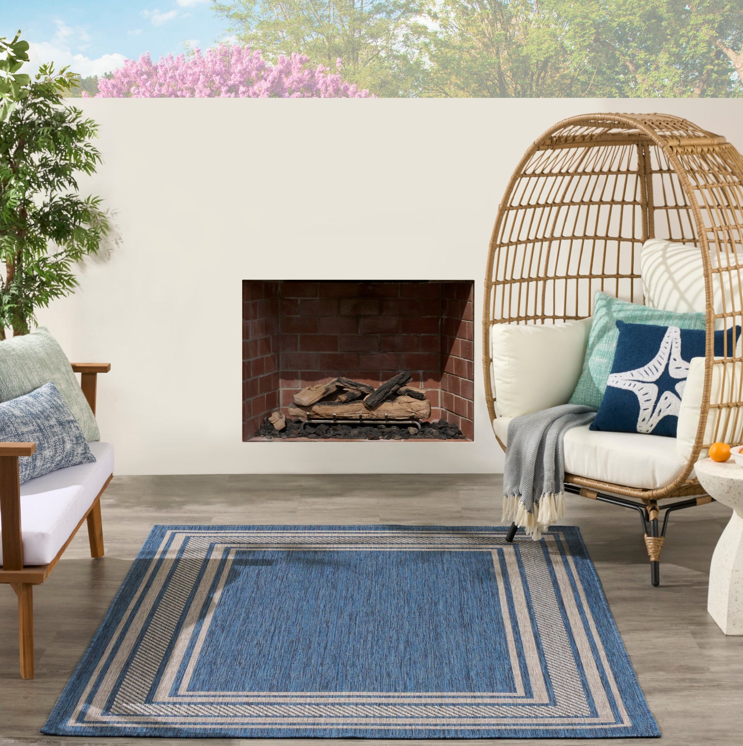Nourison Horizon Indoor/Outdoor 6' x 9' Denim Modern Rug