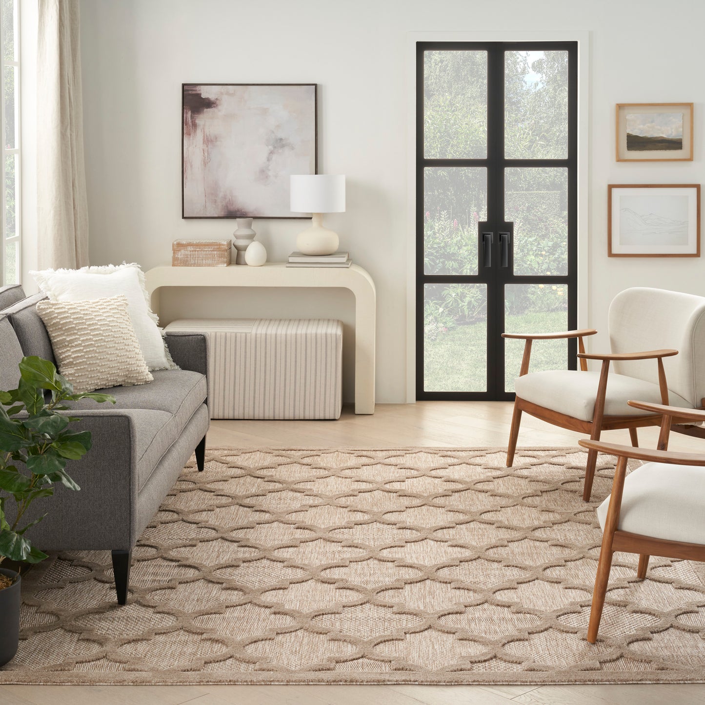Nourison Easy Care 9' x 12' Natural Beige Modern Rug