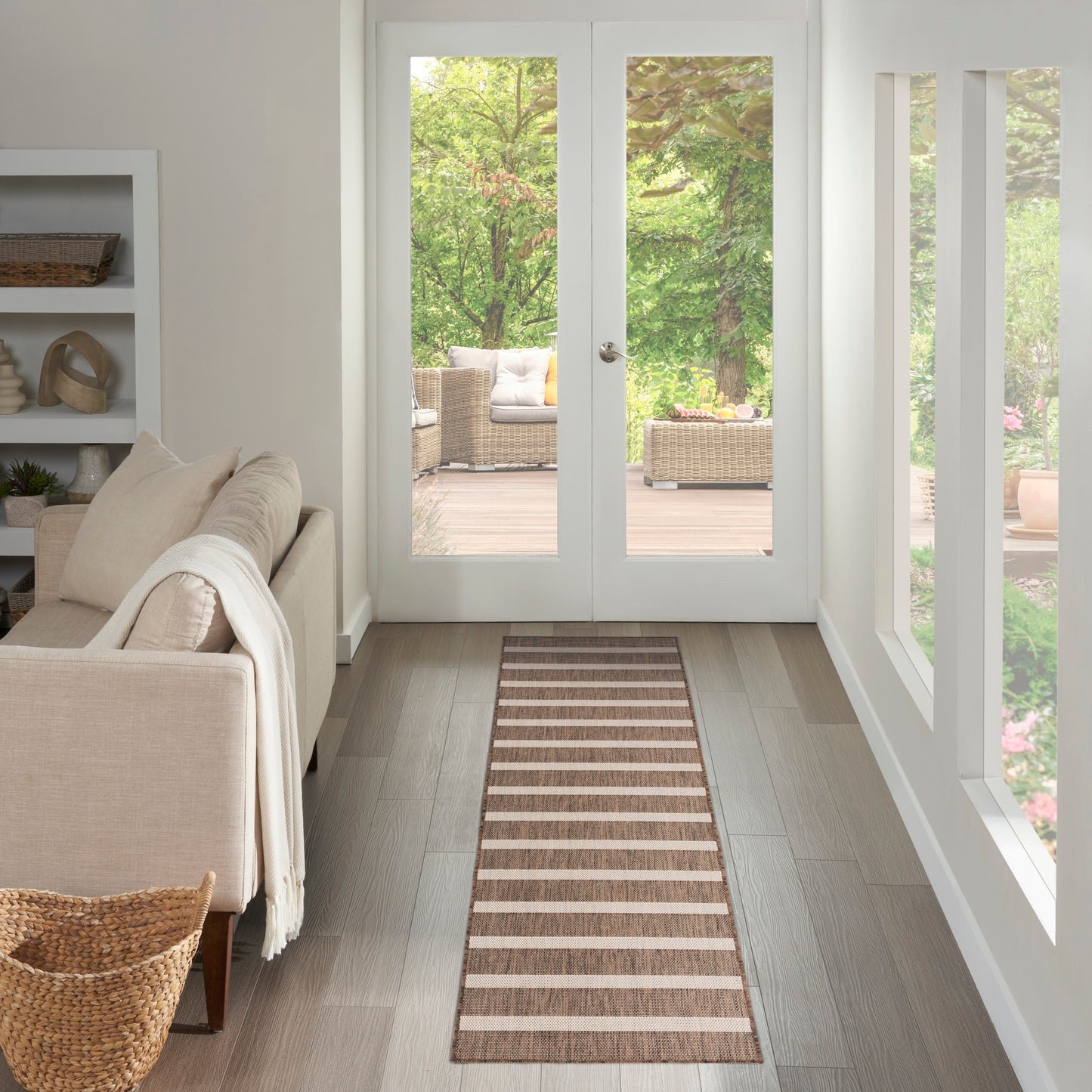 Nourison Positano 2'2" x 12' Natural Ivory Modern Rug