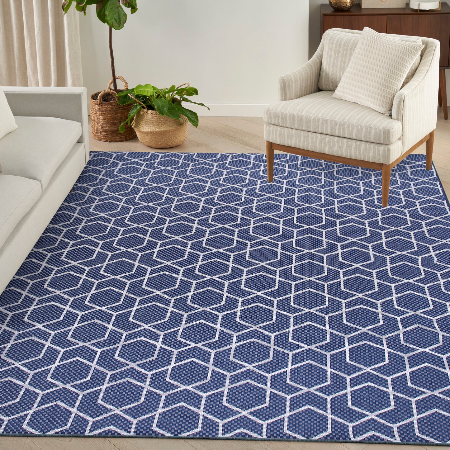 Nourison Horizon Indoor/Outdoor 8' x 10' Navy Modern Rug