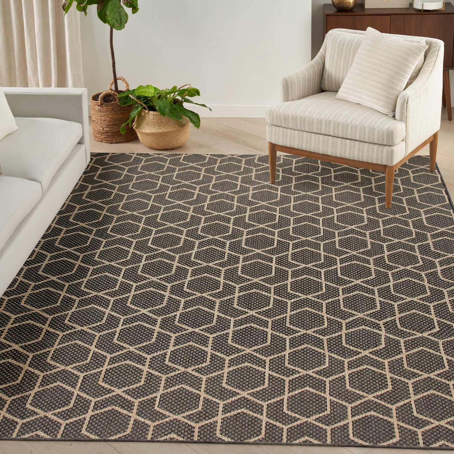 Nourison Horizon Indoor/Outdoor 9' x 12' Charcoal Modern Rug