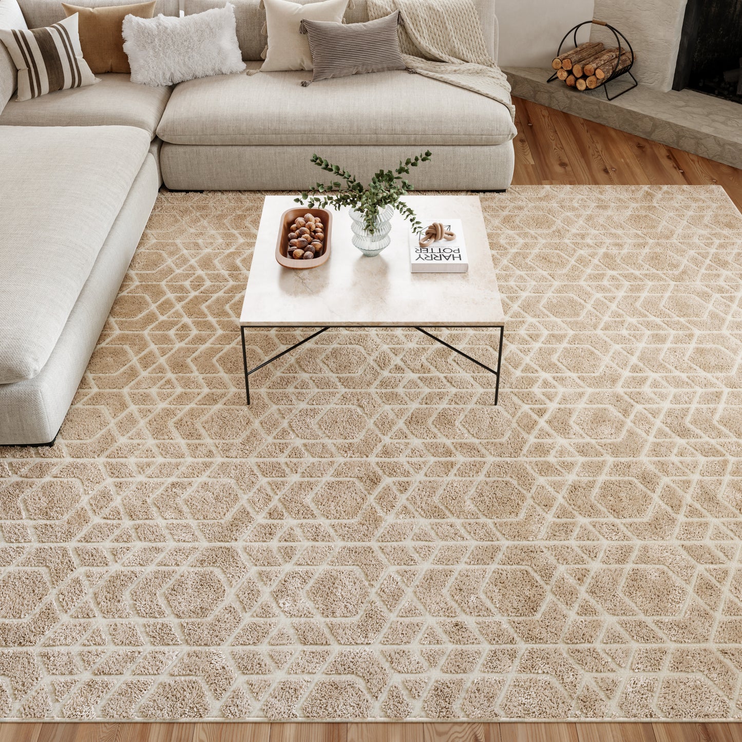 Nourison Washable Charm 9' x 12' Beige Ivory Modern Indoor Rug