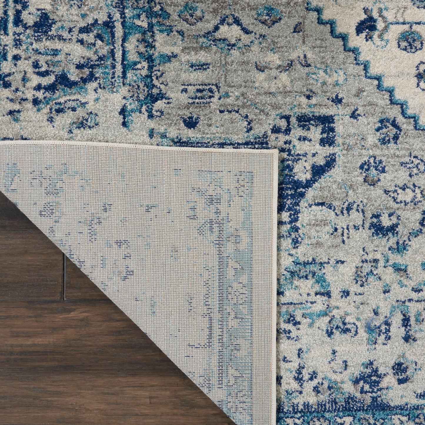 Nourison Tranquil 2'3" x 7'3" Ivory/Light Blue Vintage Indoor Rug