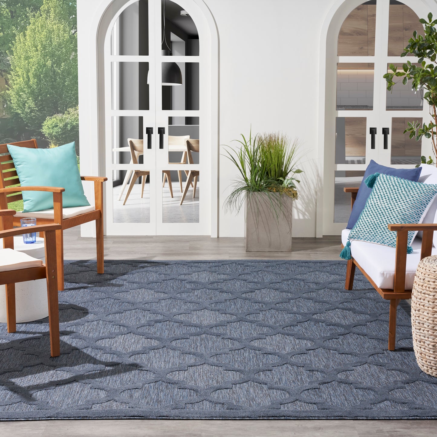 Nourison Easy Care 9' x 12' Navy Blue Modern Rug