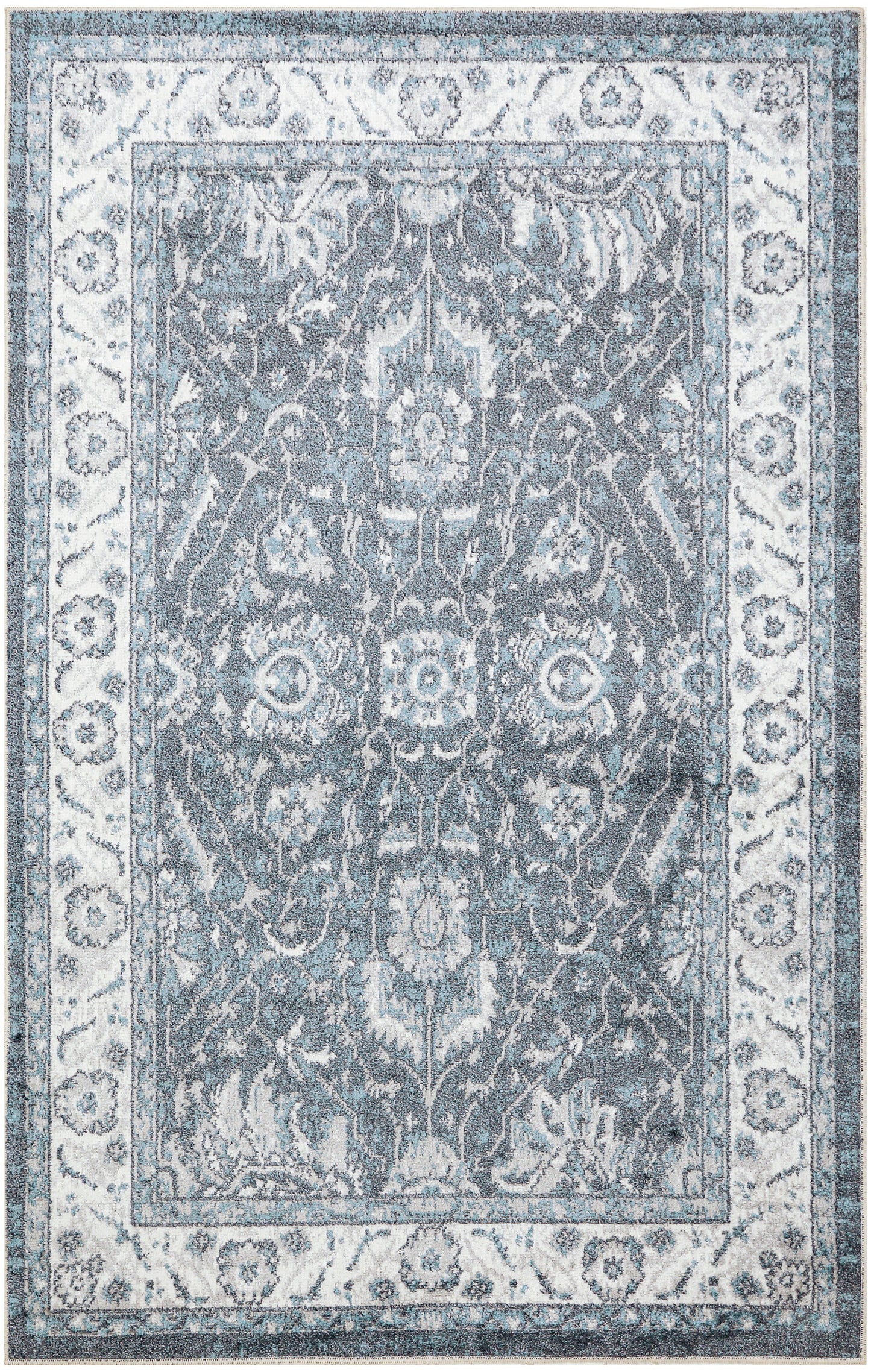 Nourison Astra Machine Washable 3'3" x 5' Slate Vintage Indoor Rug