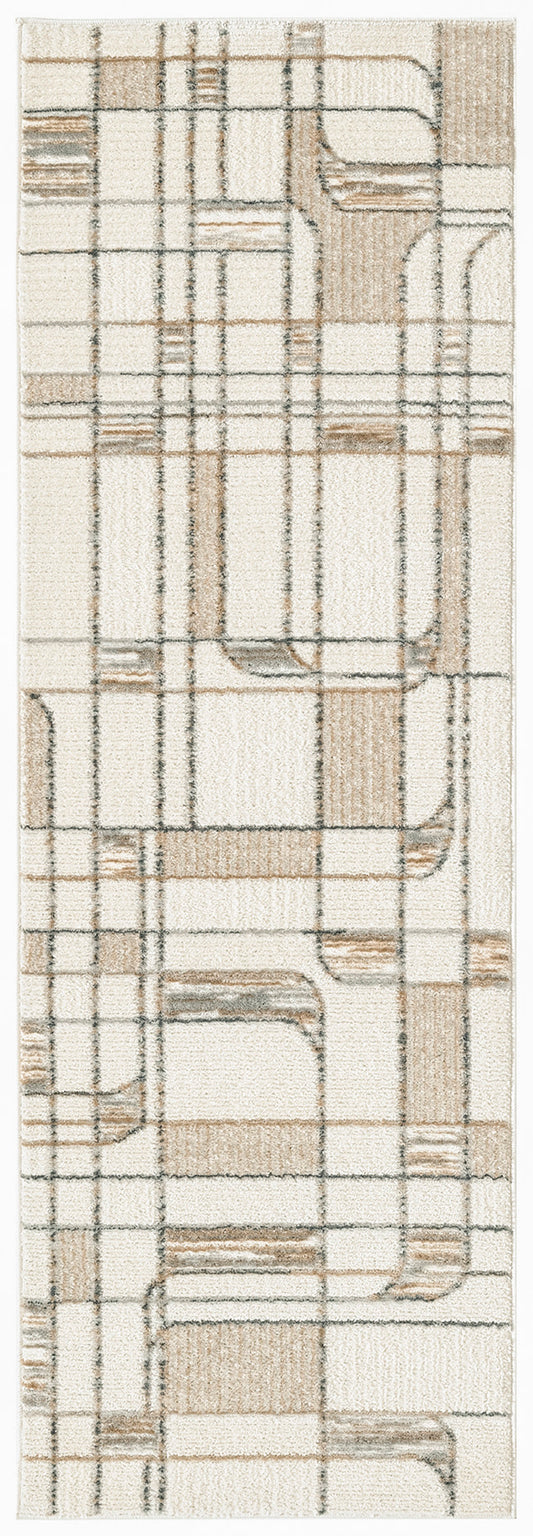 Nourison Nordic 2' x 6' Ivory Multicolor Mid-Century Modern Indoor Rug