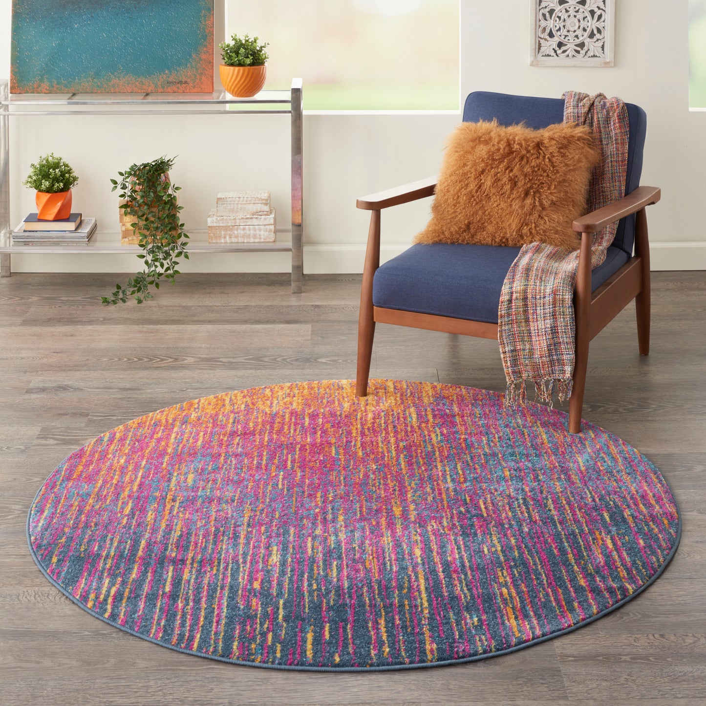 Nourison Passion 5' x Round Multicolor Modern Indoor Rug