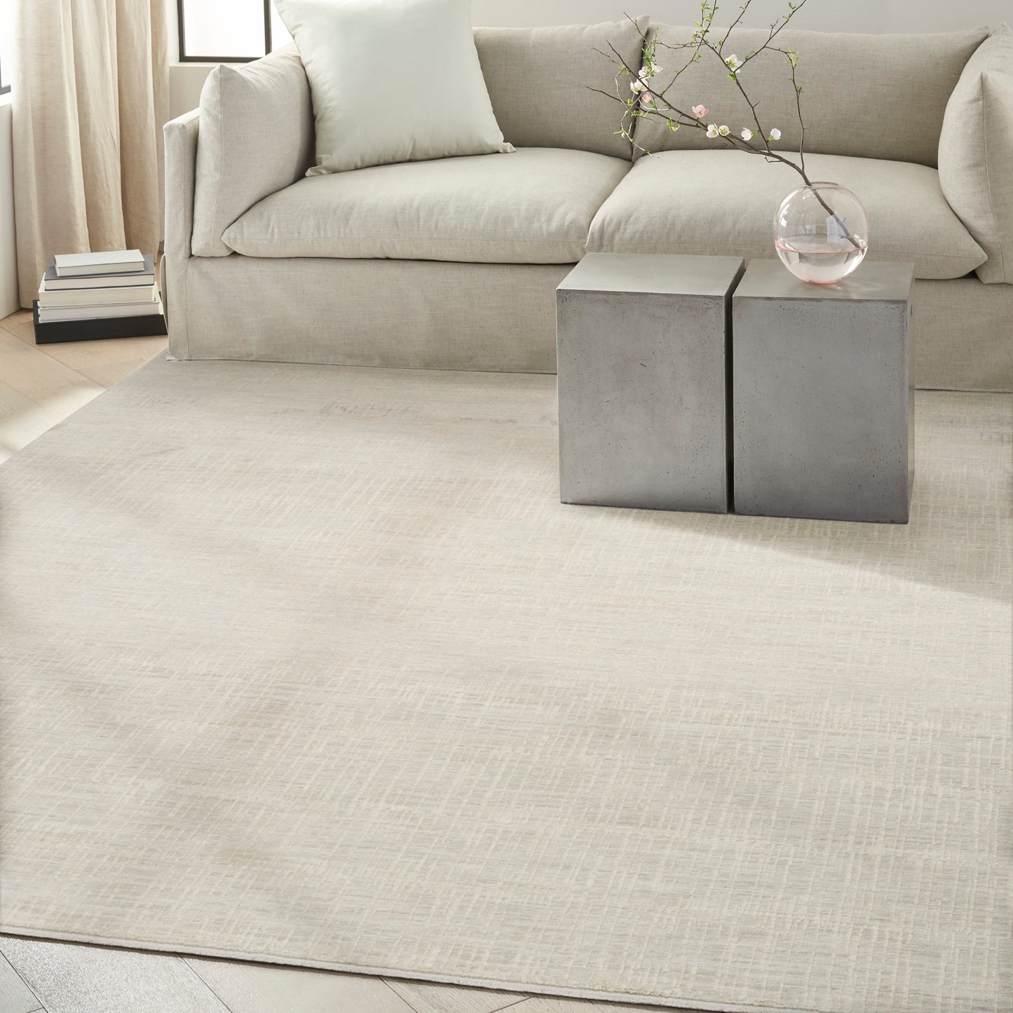 Calvin Klein CK079 Notes 7'10" x 9'10" Silver Ivory Modern Indoor Rug