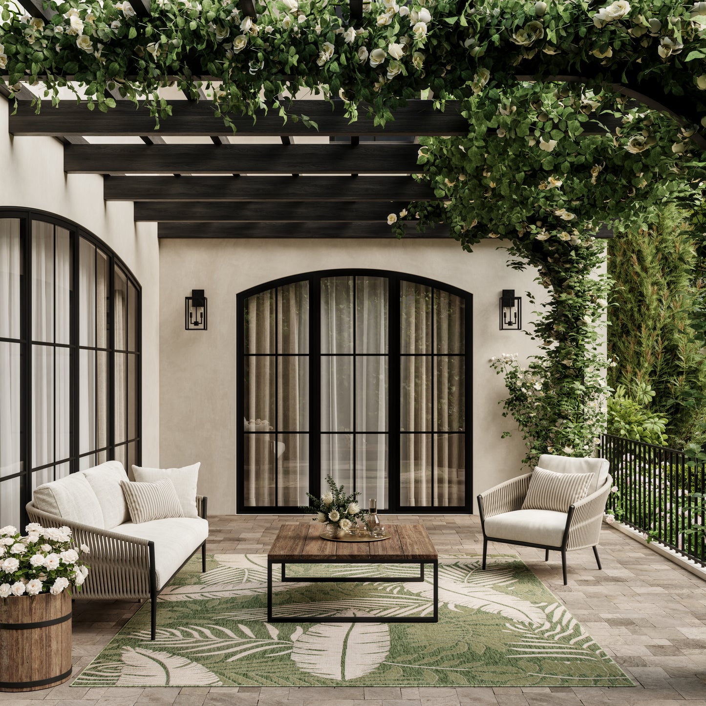 Nourison Garden Oasis 10' x 14' Green Ivory Outdoor Rug