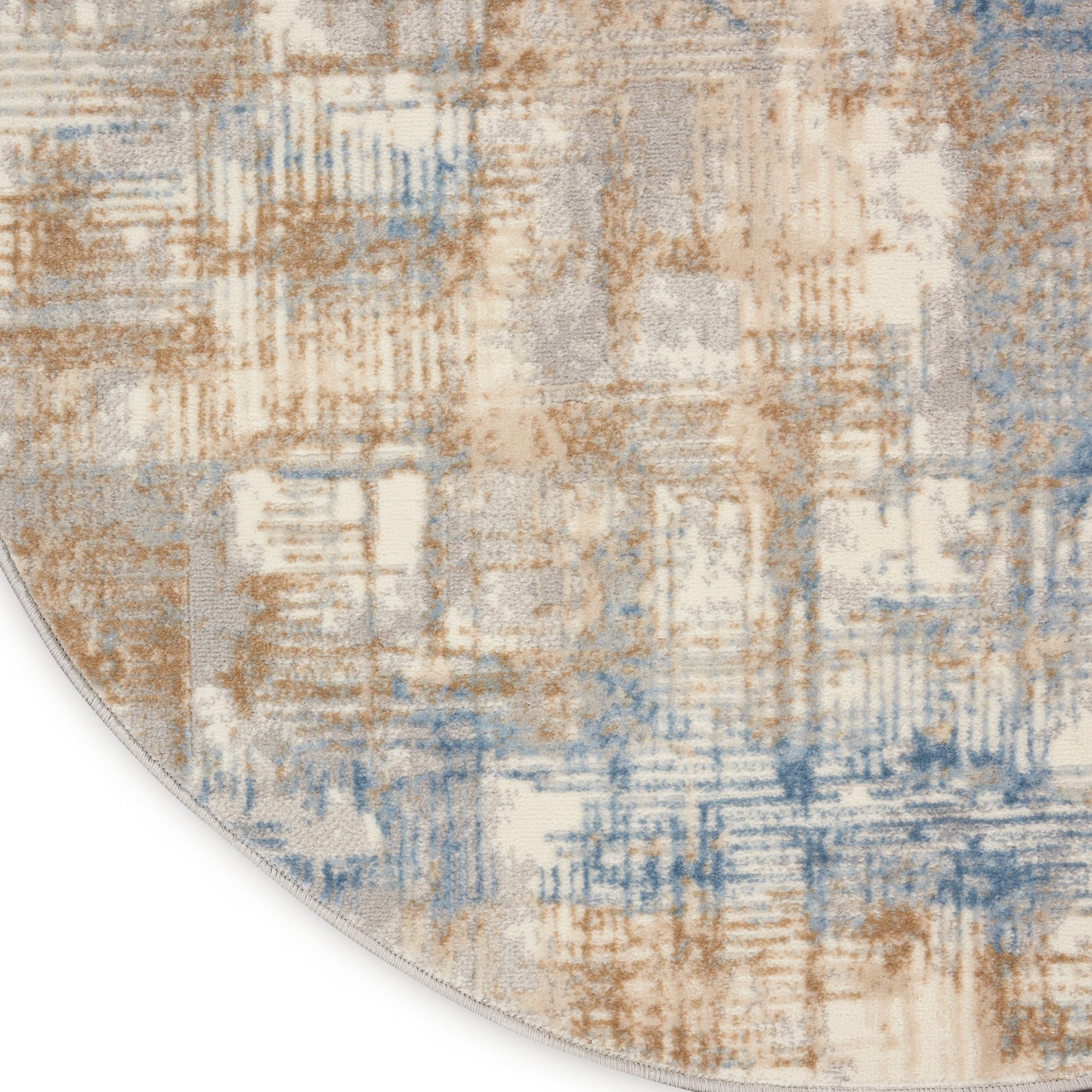 Calvin Klein CK950 Rush 4' x Round Blue Beige Modern Indoor Rug