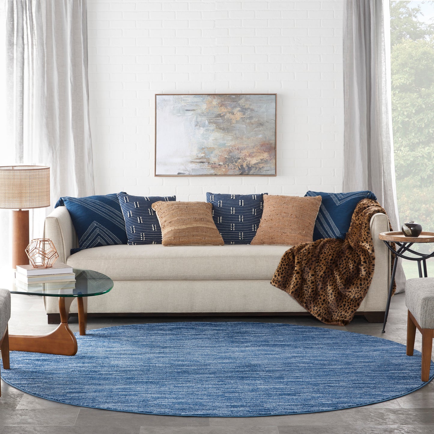 Nourison Nourison Essentials 10' x Round Navy Blue Outdoor Rug