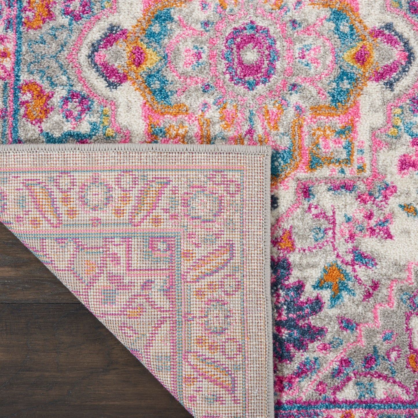 Nourison Passion 1'10" x 6' Light Grey/Pink Bohemian Indoor Rug