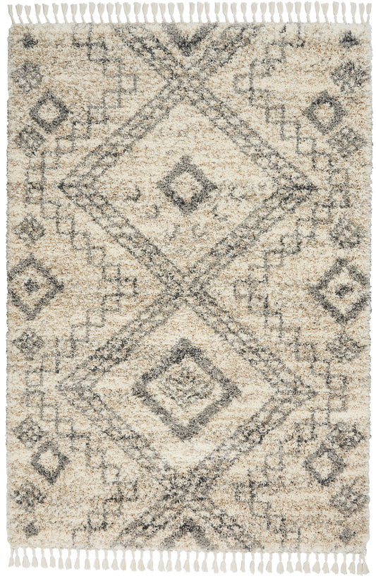 Nourison Oslo Shag 5'3" x 7'9" Ivory/Grey Shag Indoor Rug