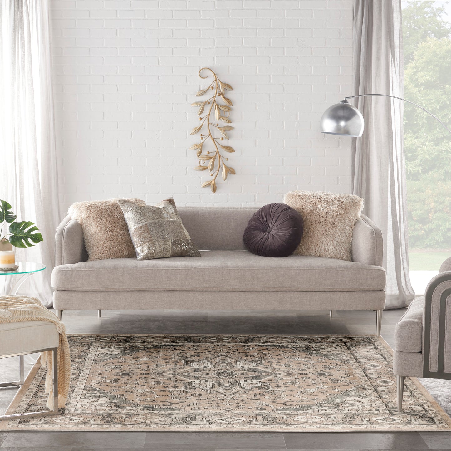 Nourison Quarry 7'10" x Square Beige Grey Farmhouse Indoor Rug