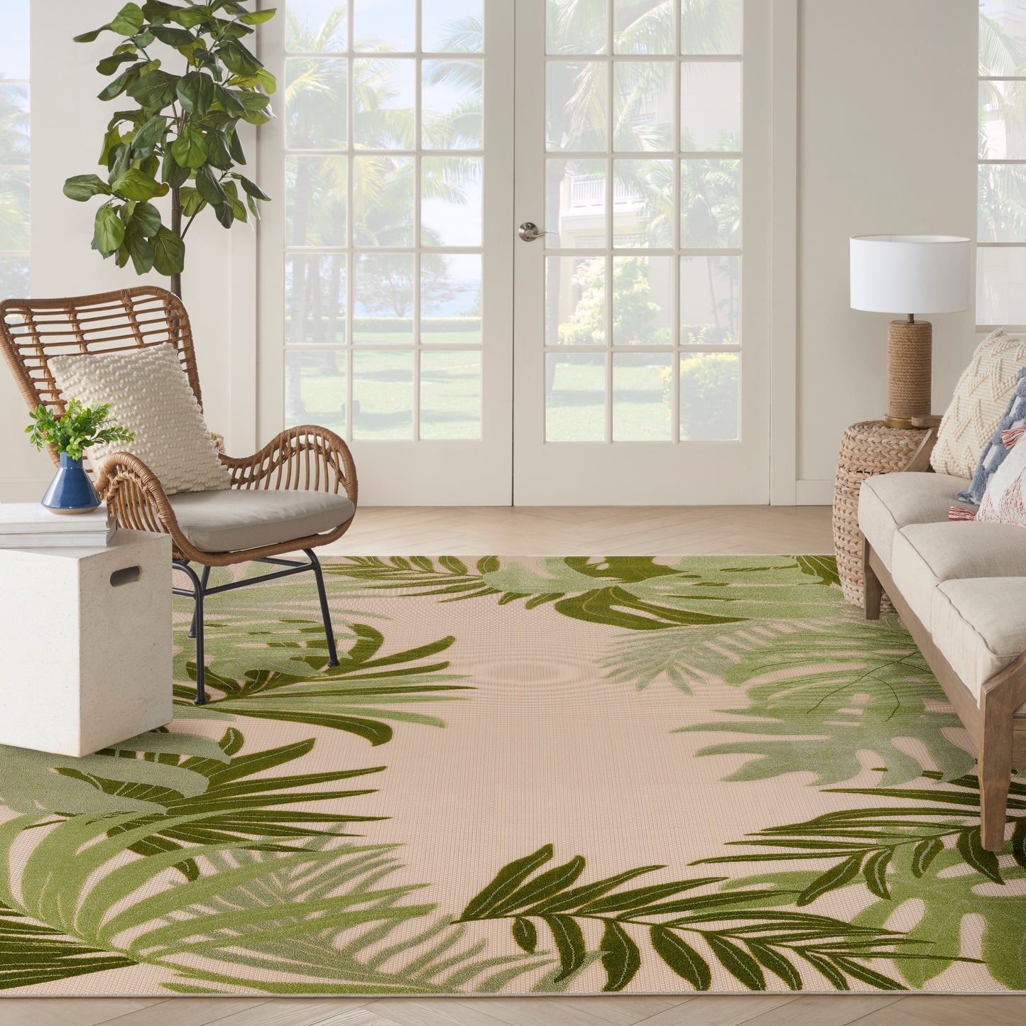 Nourison Aloha 12' x 15' Ivory Green Outdoor Rug