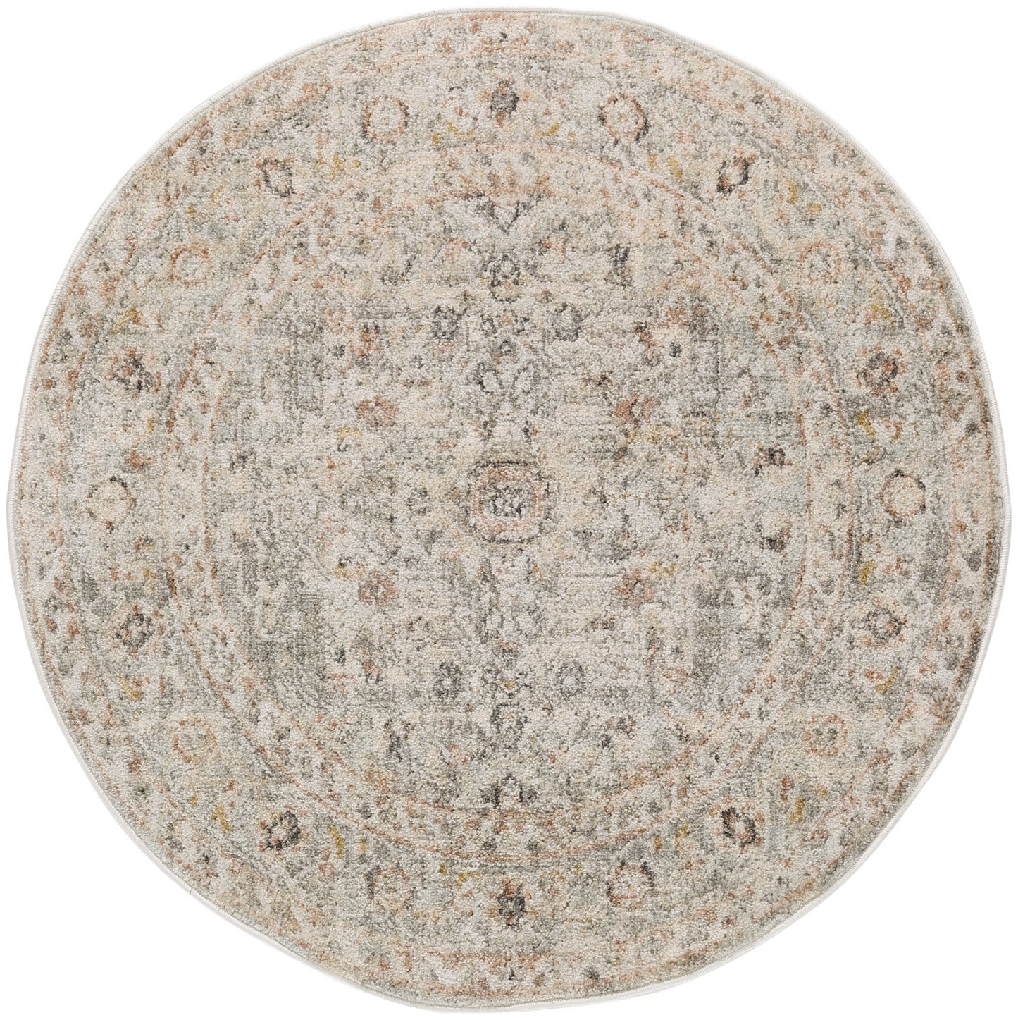 Nourison Oushak Home 7'10" x Round Light Grey Vintage Indoor Rug