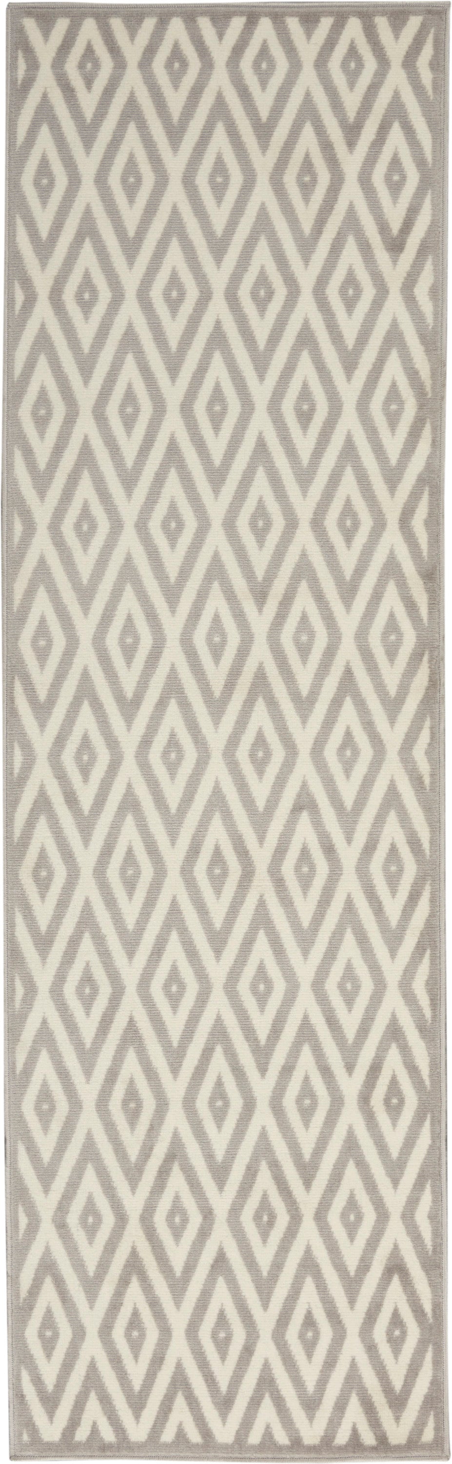 Nourison Grafix 2'3" x 7'6" White/Grey Mid-Century Modern Indoor Rug