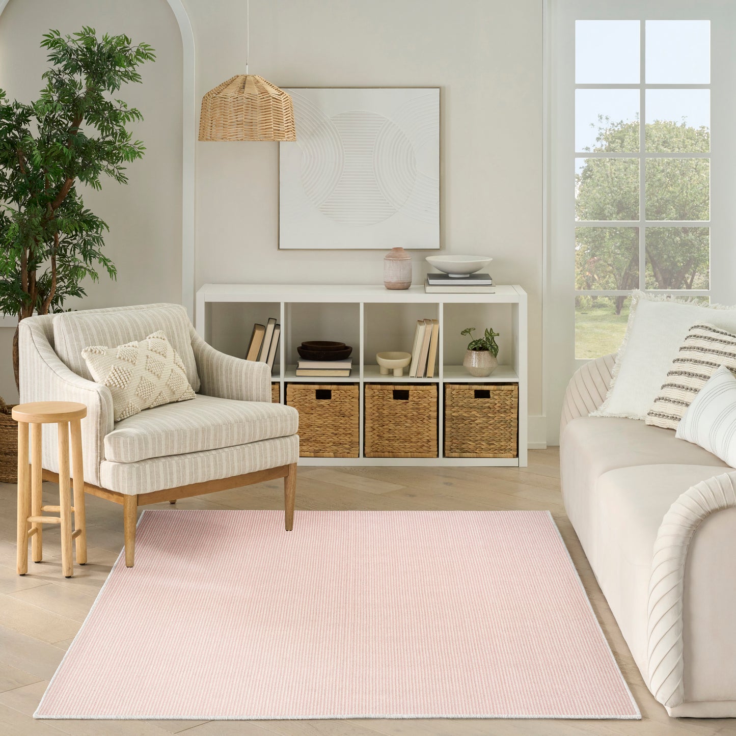 Nourison Natural Texture 3'11" x 5'11" Ivory Rose Farmhouse Indoor Rug